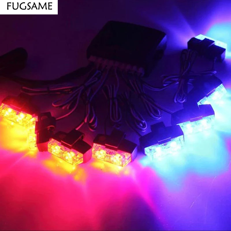 Fugsame Беспроводной Управление 8*2 LED пожарная машина мигающий Стробоскопы красный, синий шарик