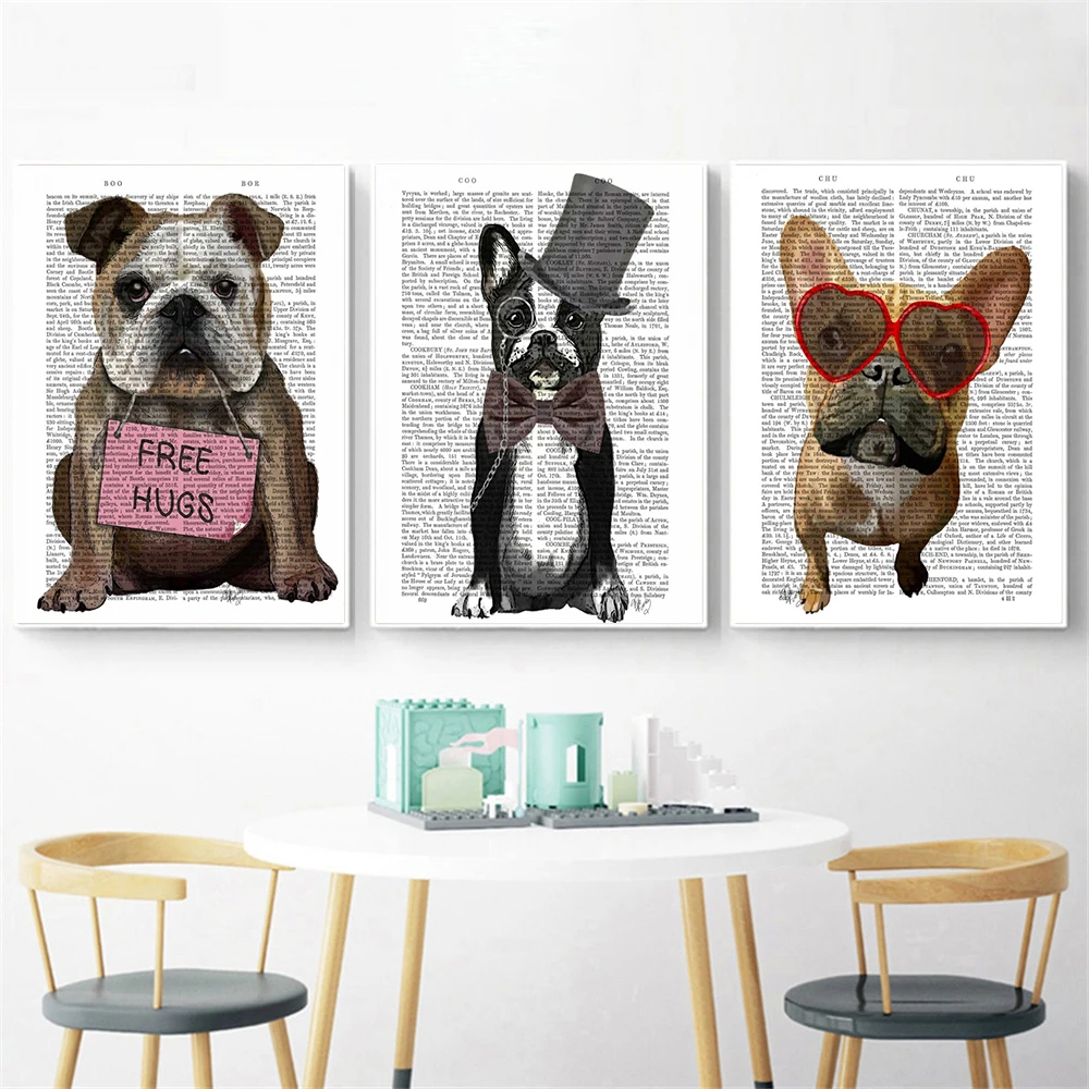 

Wall Picture Home Decor Painting Abstract Fashion Dog Paper Canvas Print Quotes Dogs Poster Newspaper Quotes Drop Shipping