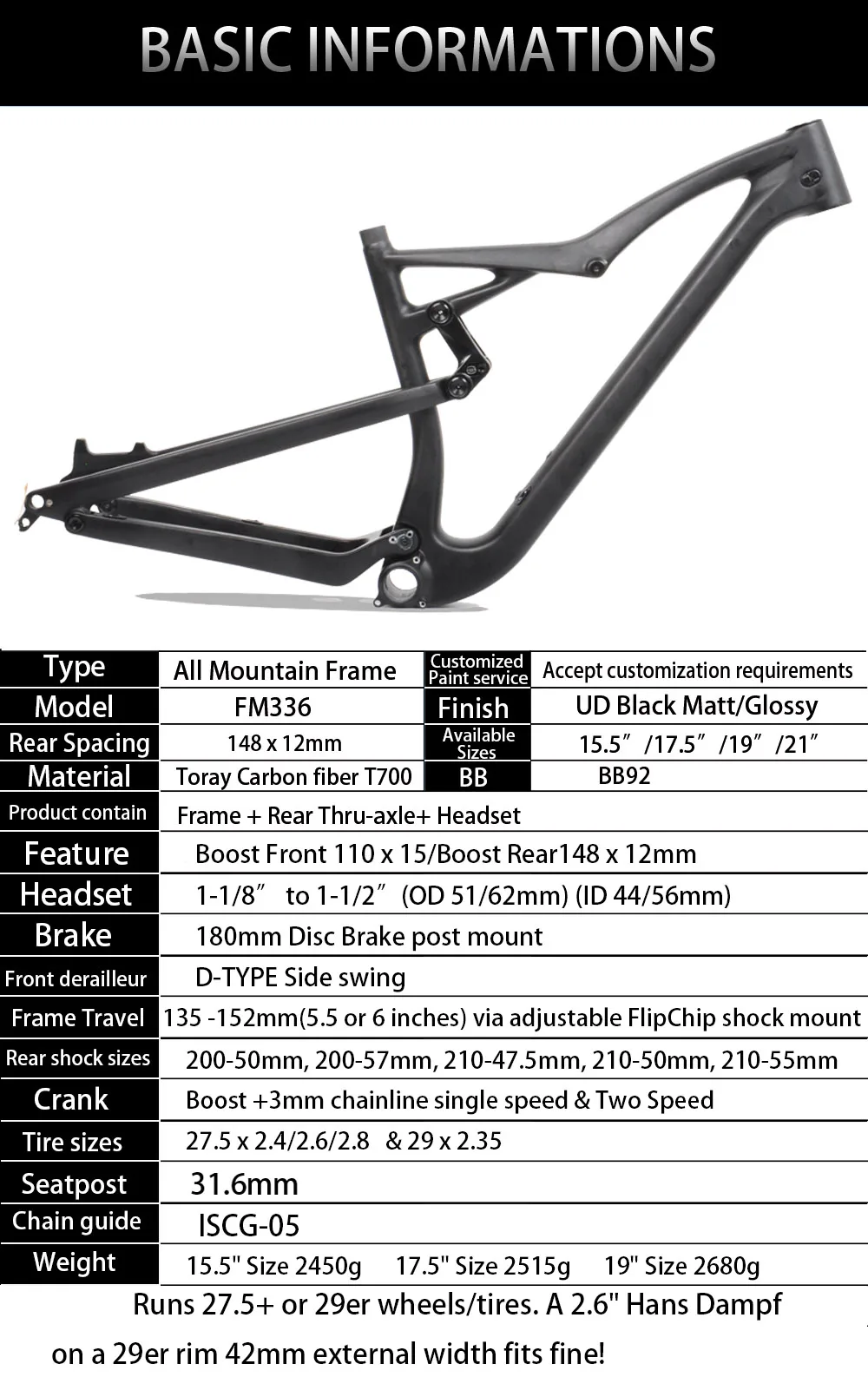 Cheap 2019 Hot sales new carbon Enduro bike frames with Adjustable Travel.29er Boost All mountain bike frame 2