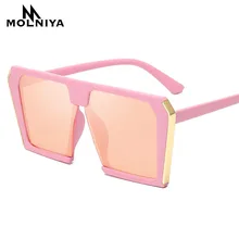 Негабаритных Квадратные Солнцезащитные очки для женщин двойной Цвета Frame зеркальные очки Винтаж фирменный дизайн большой кадр солнцезащитные очки Femme