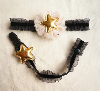 

MIYOCAR hair accessories princess baby children lovely headband pacifier clip/holder set dummy clip/holider soother chain set
