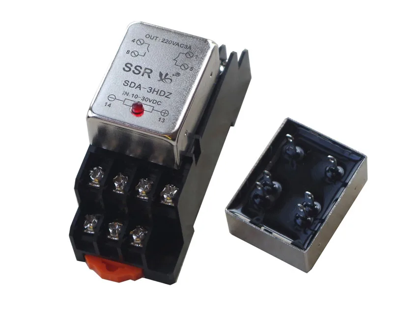 

Small, Miniature One Normally Opened One Normally Closed 3A 220VAC AC Solid State Relay SDA-3HDZ Socket