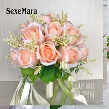 Свадебный букет высококачественный цвета слоновой кости розы бросок Свадебный букет невесты