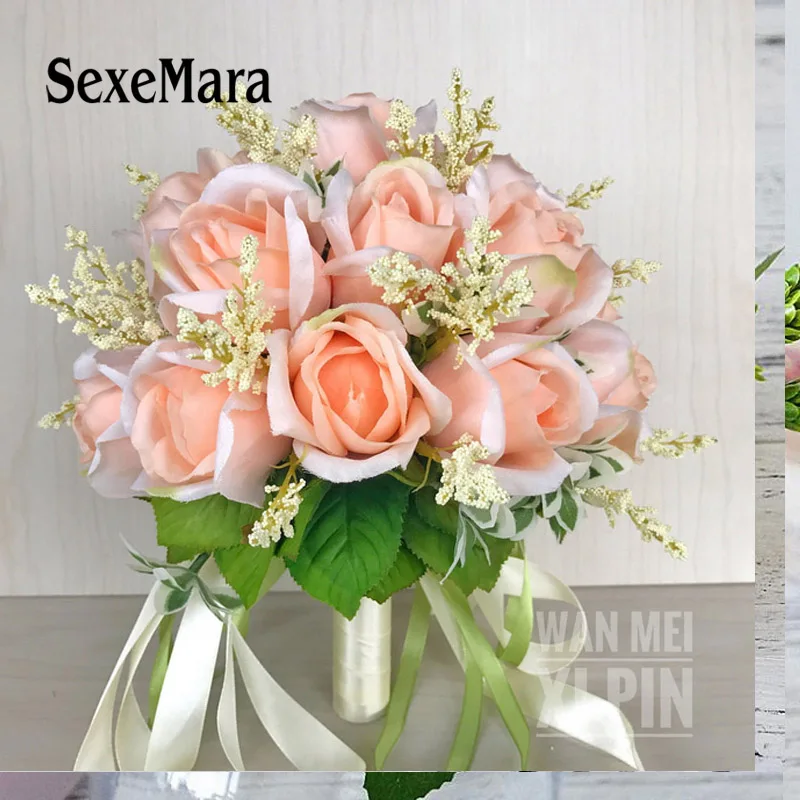 

2018 Bridal Bouquet High Quality Ivory Rose Throw Wedding Bridesmaid Bouquet