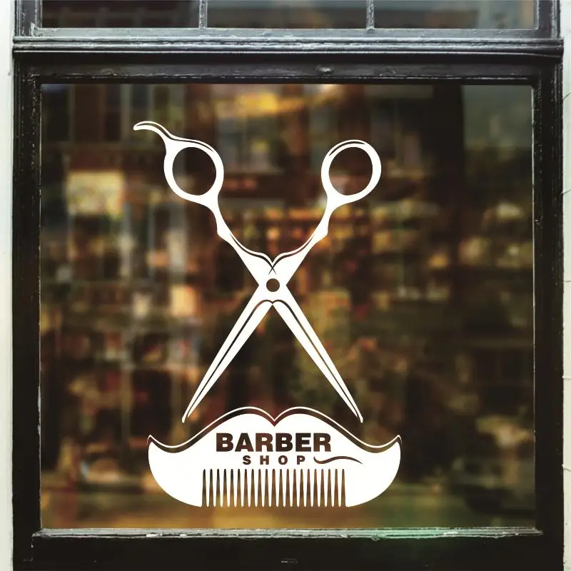 Hombre Barber Shop pegatina tiempo nombre Chop bread Decal haircut posters vinilo Wall Art decalques Ventanas decoracion mural