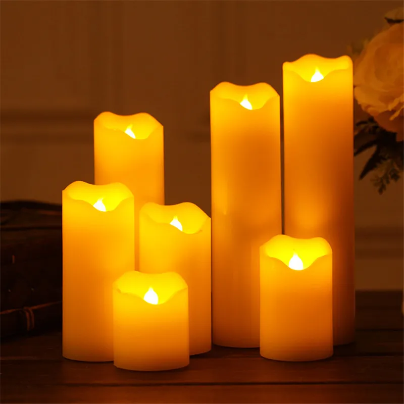

A set of 7 flameless candle battery powered LED true wax flashing electronic led candle