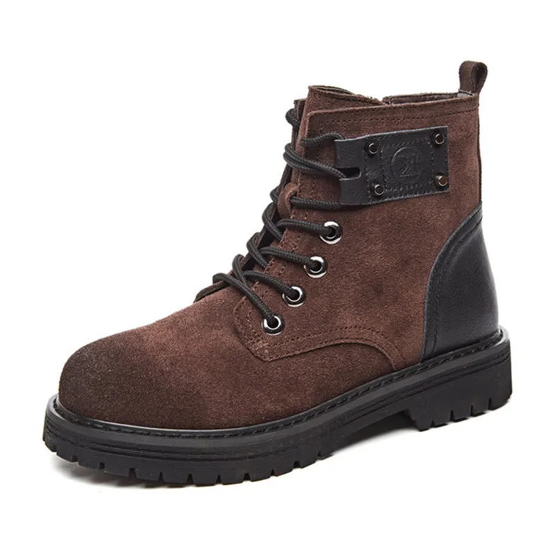 

Botines Mujer 2018 Spring And Autumn New Leather Women'S Boots High-End Retro European And American Flat Women'S Boots