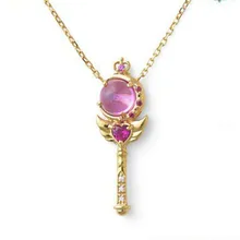 С рисунком аниме Сейлор Мун Цепочки и ожерелья Золото, эмаль кролик ключ Усаги Цукино трансформации Ожерелья для мужчин Подвески