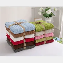 100% Coton Automne Tricoté Laine Couverture Enfants Air-conditionné Chambre Canapé Couverture D’hiver Rayé Solide Couverture 120*180 cm BT001