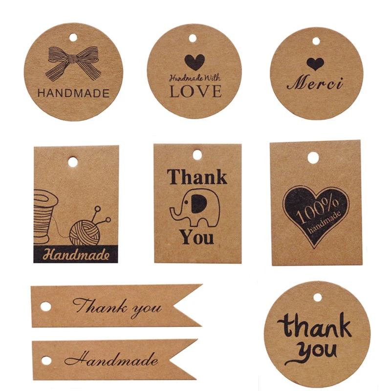 100 Kraft Paper HOMEMADE WITH LOVE Gift Tags Wedding Favor Labels with Twine