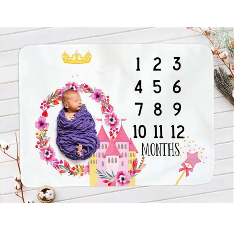 

Ylsteed 100*150CM Soft Flannel Baby Milestone Blanket Newborn Photo Props Backdrop Cloth Baby Monthly Blanket Infant Shooting