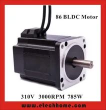 86 Brushless DC Motor 310V 800W 3000rpm Square Flange 86 mm