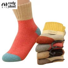 6 шт. = 3 пара/лот, модные женские носки, плотные Разноцветные носки, шерстяные женские повседневные теплые зимние женские носки