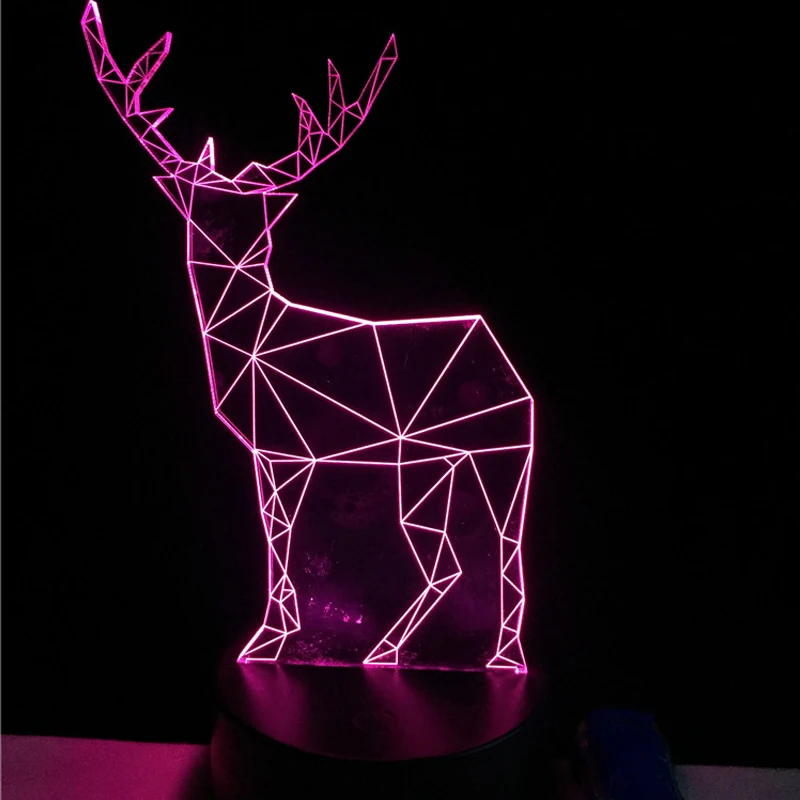 Animal Elk Deer 3D Lamp RGB LED Blub USB Mood Fade Night Light Multicolor Children Bedroom Decorative Luminaria Chirstmas Gift