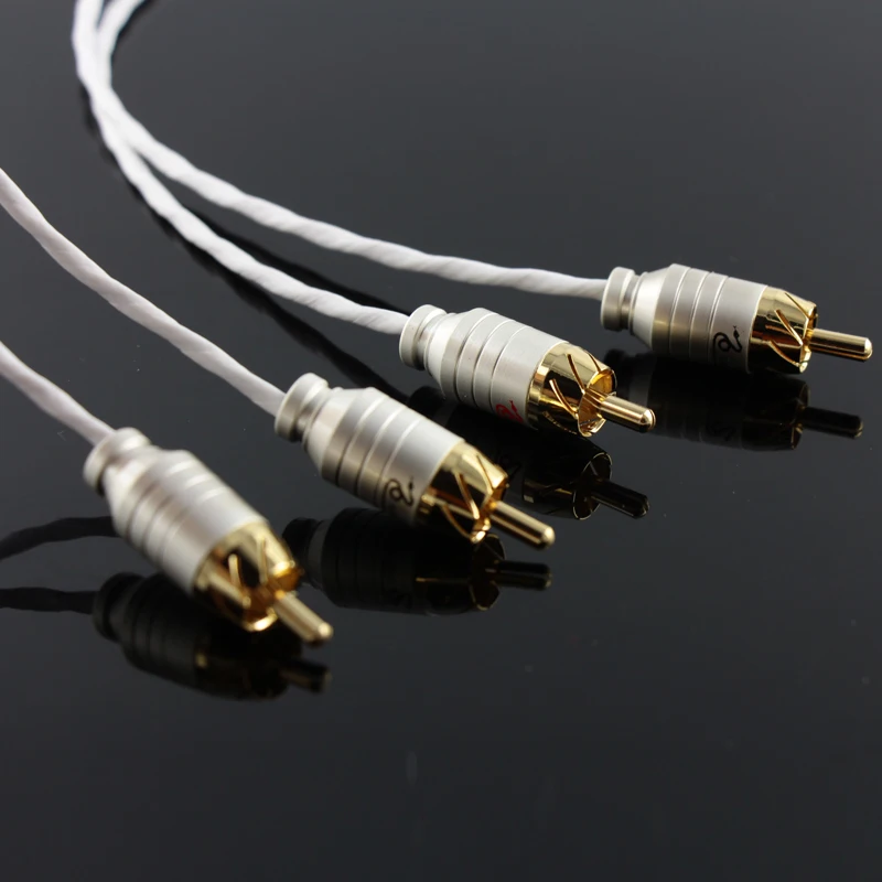 

Teflon silver plated RCA audio signal cable AV HIFI silvering Extension 2rca audio line for Tube amplifier DAC preamplifier