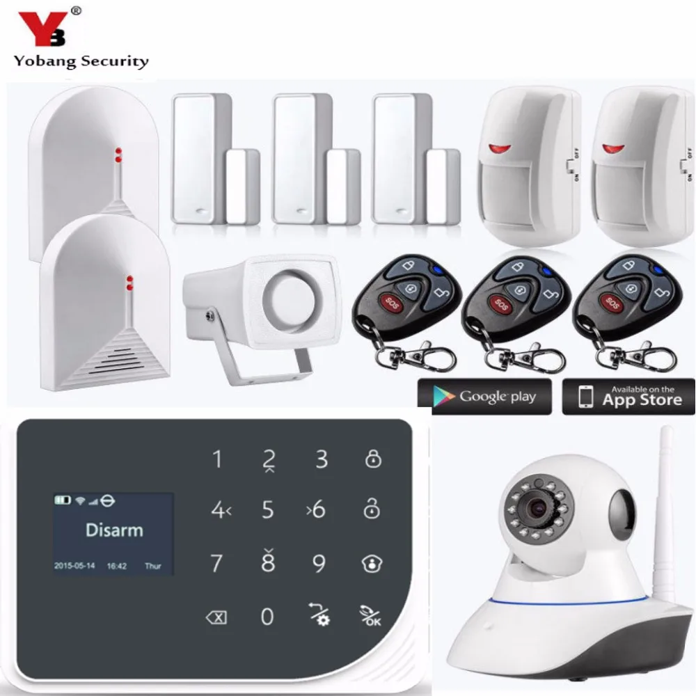 Yobang Security Wireless WiFi GSM Alarm System Android ios APP Control home Security Alarm System with IP camera