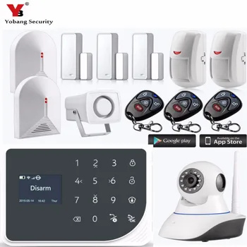 

Yobang Security Wireless WiFi GSM Alarm System Android ios APP Control home Security Alarm System with IP camera