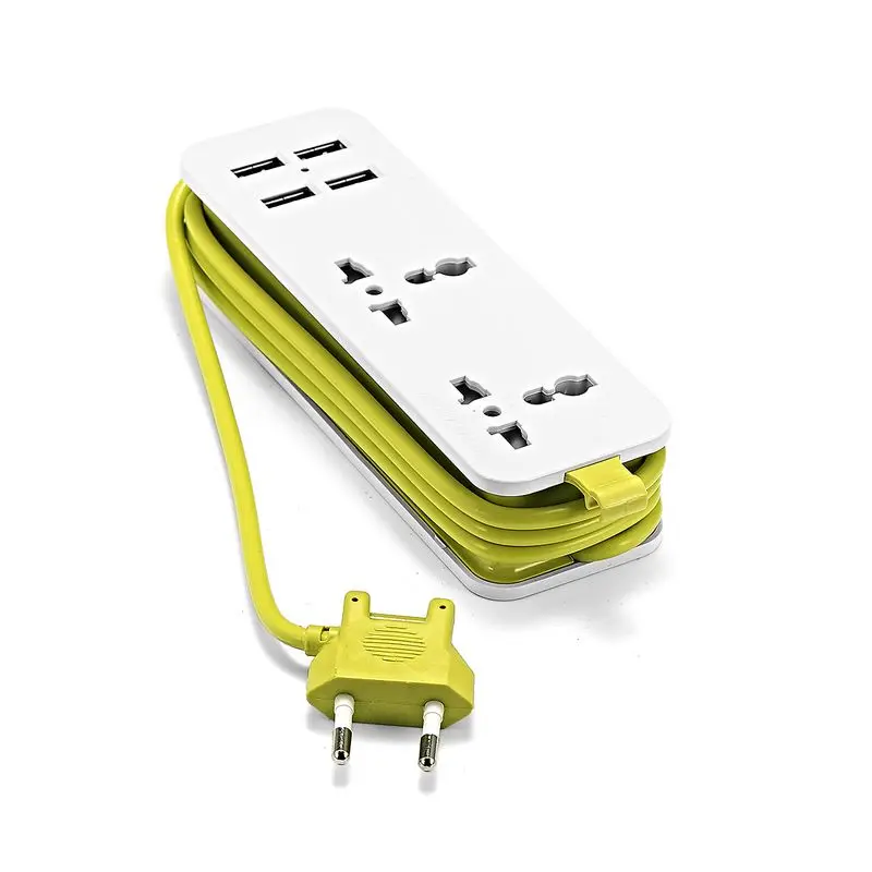 Goede EU ONS UK Plug Extension Socket Draagbare Reizen Power Strip Surge Protector Met 4 USB 5V 2A Smart Telefoon charger Muur Desktop Hub