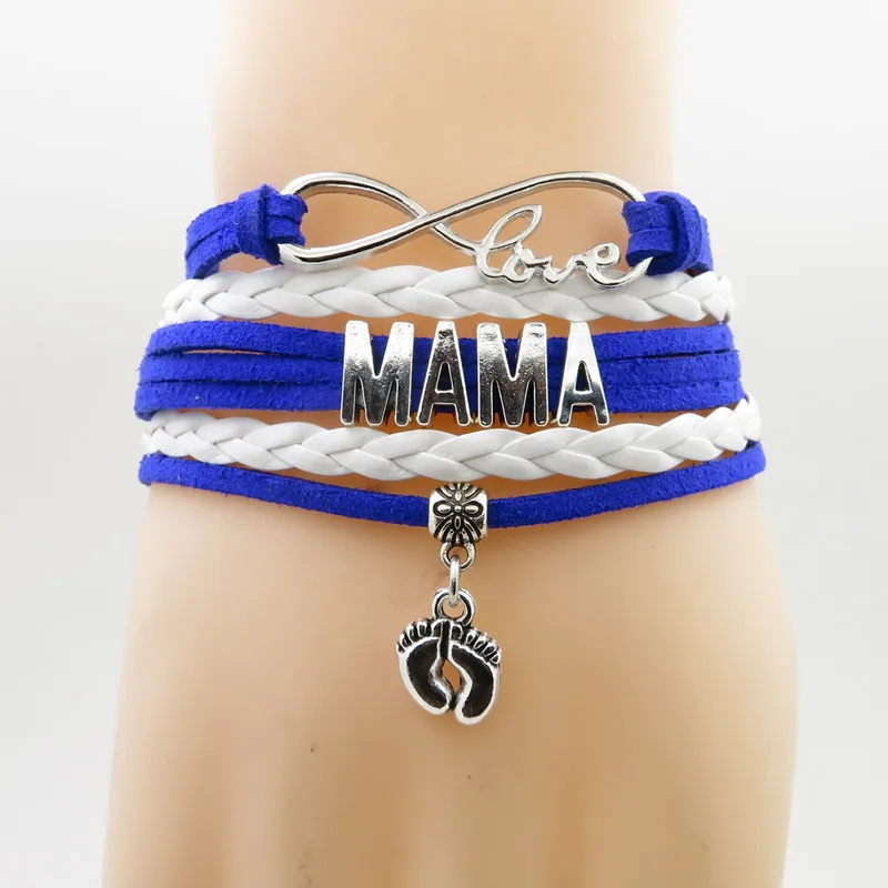 

Love mama Bracelet heart Charm mama kids gift white leather bracelets mama bangles for boys and girls hobby