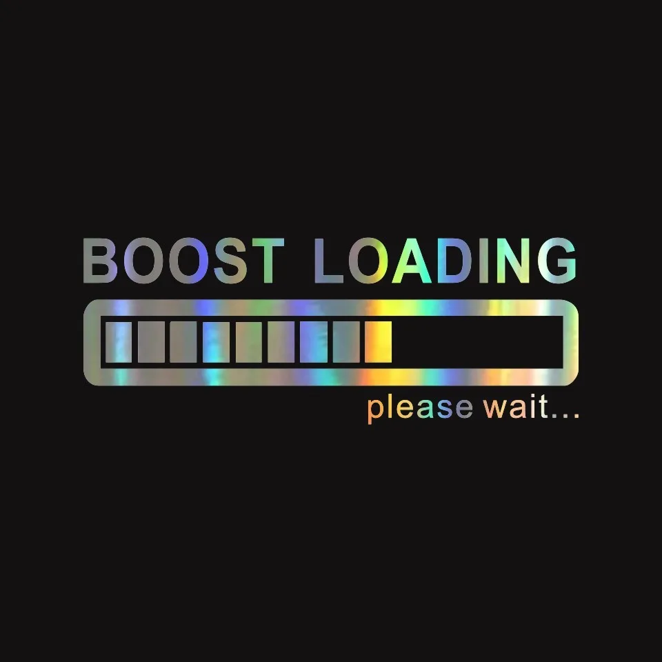 Creative Boost Loading Please Wait For Turbo Funny Car Stickers Car styling Black Silver Laser Motocycle Auto Stickers 14CM5CM (3)
