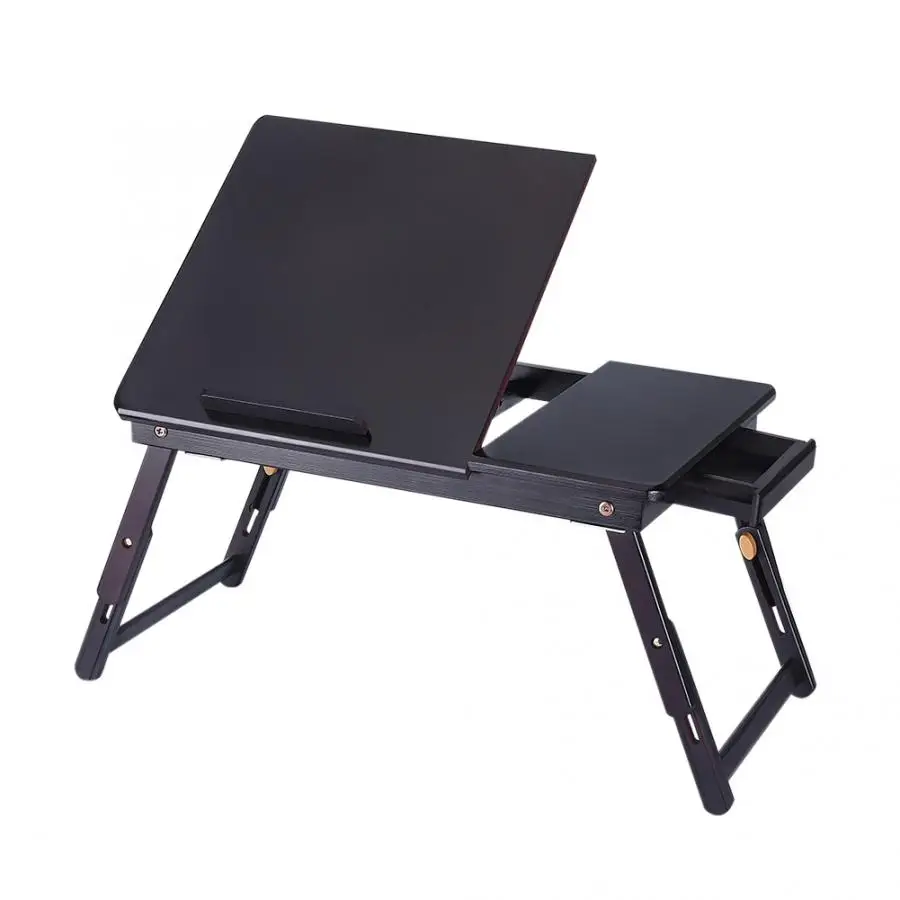 

Portable Bamboo Foldable Laptop Desk Notebook Adjustable Height Tray Bed Table with Drawer