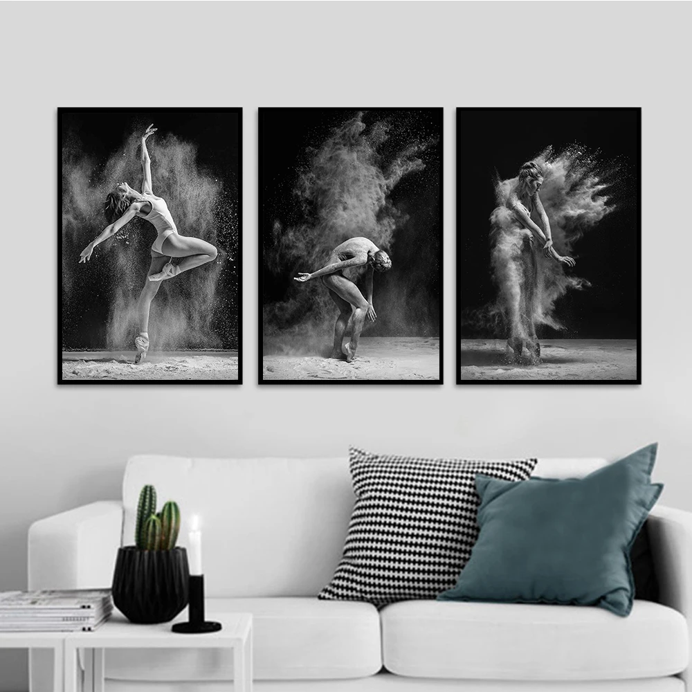 White Black Dance Body Wall Art Canvas Oil Painting Picture Poster Decor for Home Living Room Decoration Pictures No Frame