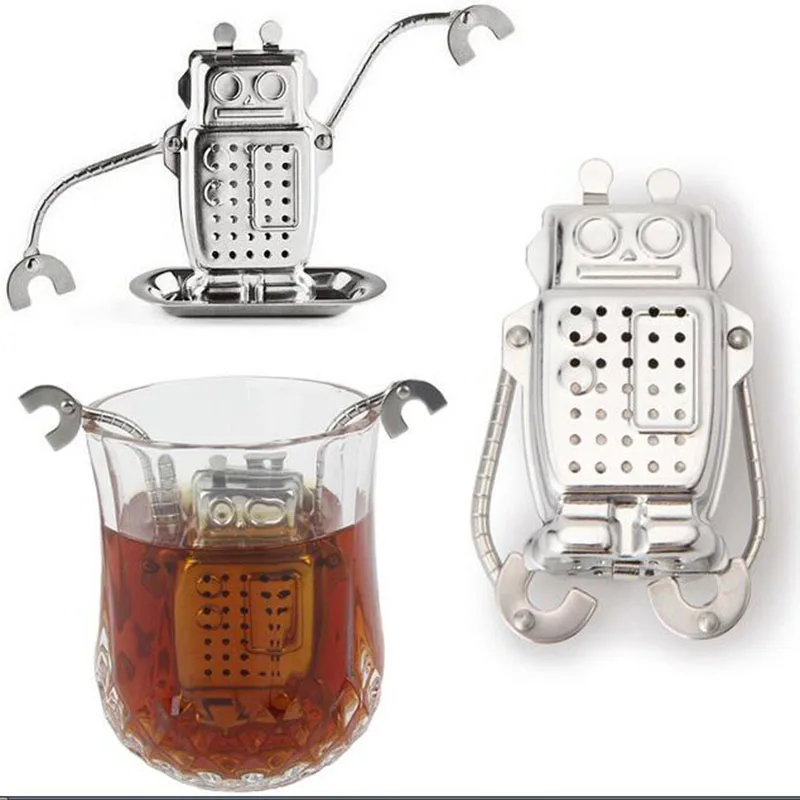 

Stainless steel tea robot The tea filter device Black tea strainer tea set