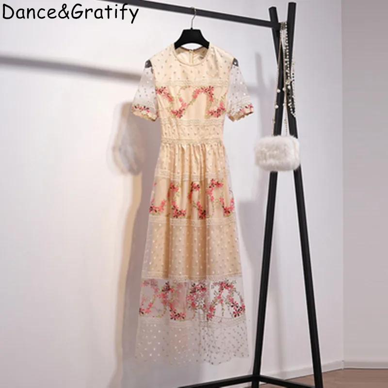 С вышивкой и цветами Летние Длинные Maxi Dress Vestidos Элегантные женские ботильоны