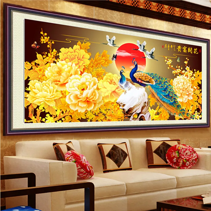 

DIY 5D Diamonds Embroidery Rich Flowers Peacock Peony Round Diamond Painting Cross Stitch Kits Diamond Mosaic Home decoration