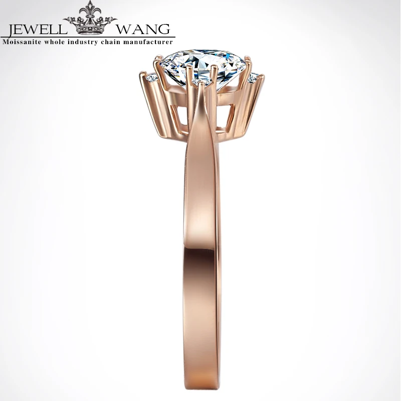 Jewellwang Złota Róża 18 K Moissanite Pierścionki Dla Kobiet 1ct