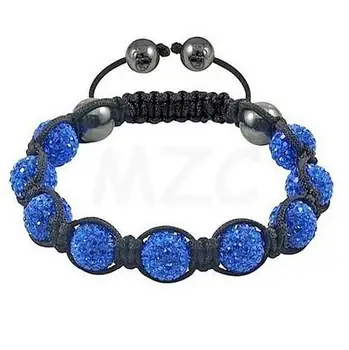 

Free Shipping! LEWS 10mm 9 micro pave CZ Disco Ball Beads clay Black string crystal Bracelet v34