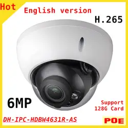 Английский 6MP DH H.265 IP Камера 6mp IPC-HDBW4631R-AS ИК 30 м встроенный микрофон Поддержка POE и 128 г SD карты CCTV камера системы безопасности