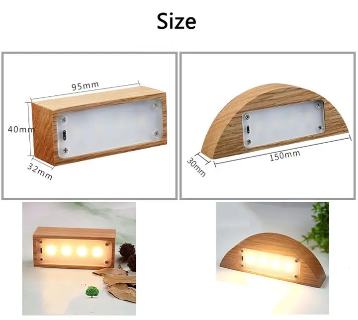 Wood LED Night Light Table Desk Lamp 7