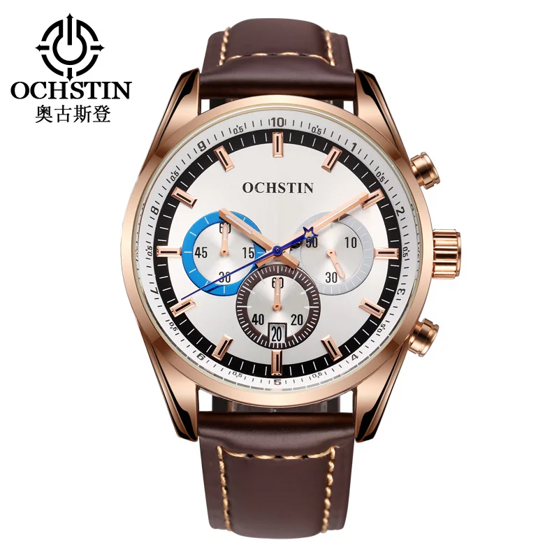 OCHSTIN Fashion Luxury Brand Men Waterproof Military Sports Watches Men's Quartz Leather Wrist Watch Men relogio masculino fashion o t sea brand faux leather blue ray glass watch men military sports quartz wrist watches relogio masculino w045