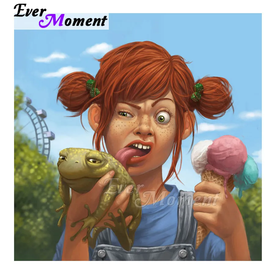 Алмазная картина Ever Moment, ручная работа, для девушек, полная квадратная дрель, мозаичная картина, стразы, алмазная вышивка, вышивка крестиком S2F2086