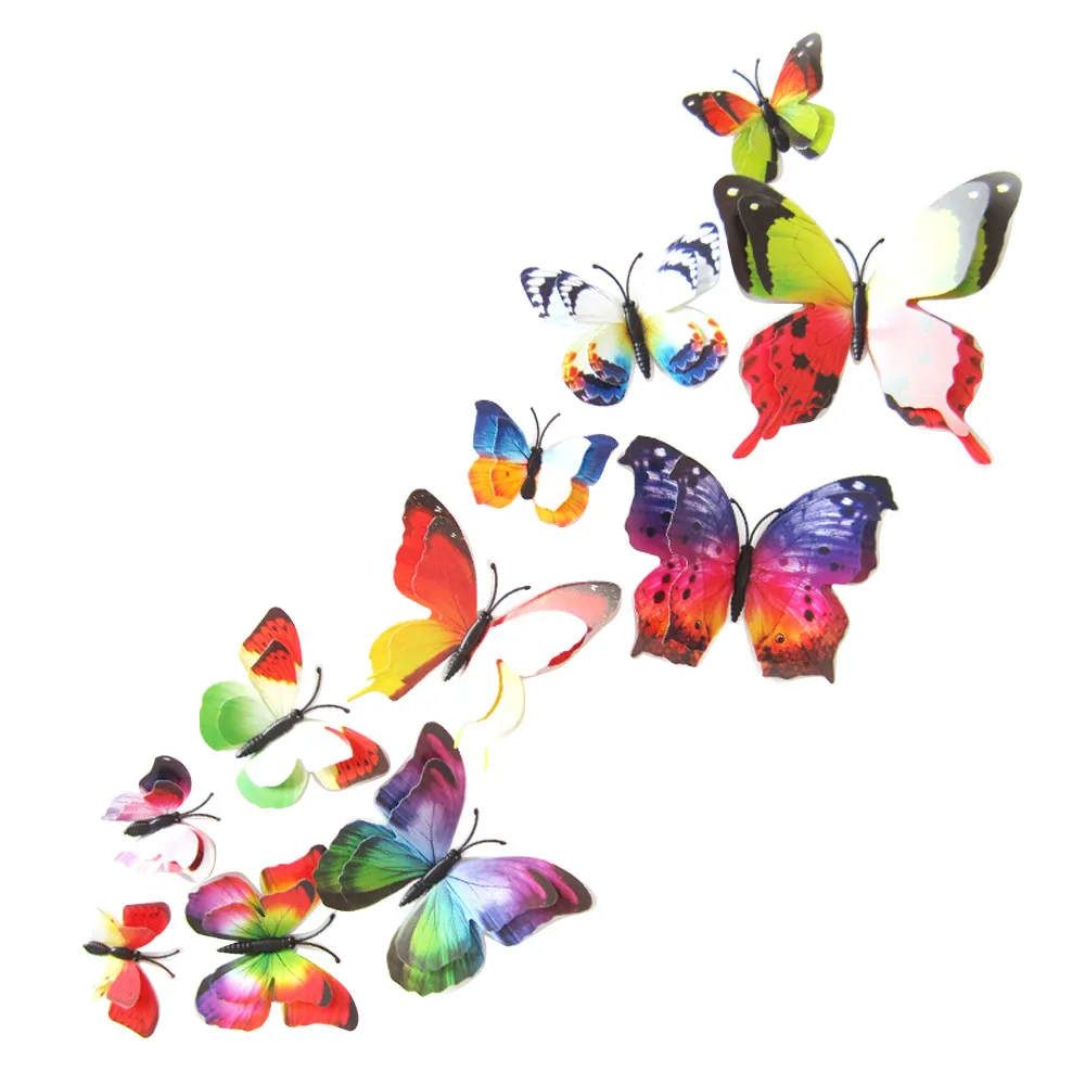 Us 0 77 36 Off 3d Cute Butterfly Wall Stickers Waterproof 12pcs Pack Home Decoration Accessories Children Bedroom Decals 2017 Wedding Wallpaper In