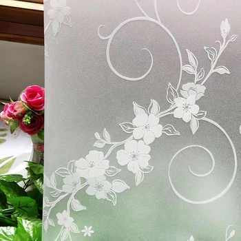 

17.7 by 39.3 inches white flowers decorative window glass film,opaque privacy protective frosted window stickers,static adhesive