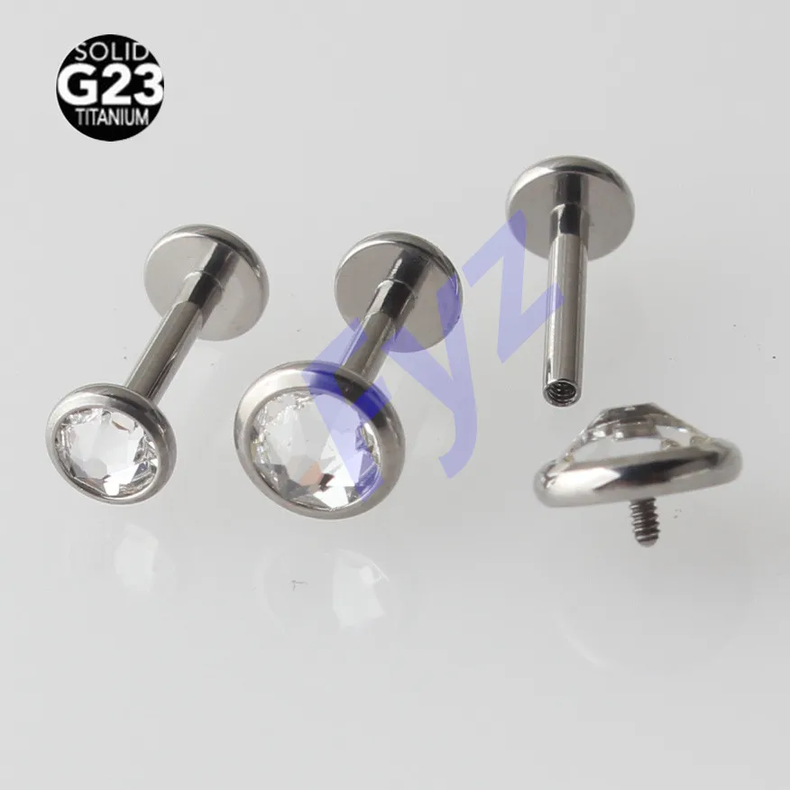 

Crystal Gem G23 Titanium Labret Lip Piercing 16g Internally Thread Ear Tragus Cartilage Earring Helix Stud Body Jewelry