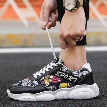 

Fashion Creative Graffiti Breathable Men'S Casual Sports Shoes Versatile Hard-Wearing & Anti-skid Nice Men's Running Shoes Male