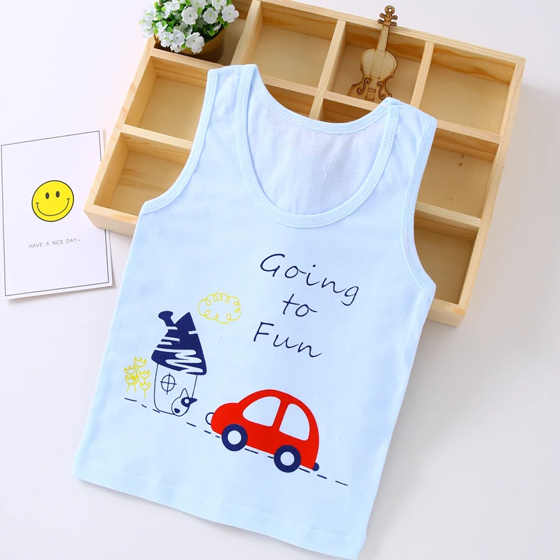 Baby Boys Girls Tanks Tops Solid Candy Color Children Vest Beach Camisoles Kids Underwear 100% Cotton Sleeveless T-shirts VE006