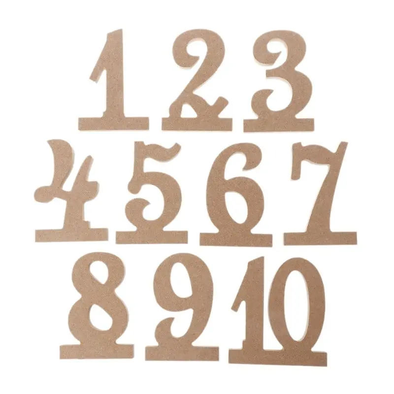 

10Pcs 1-10 Wood MDF Table Numbers With Stand Base For Birthday Wedding Party Home Decoration DIY