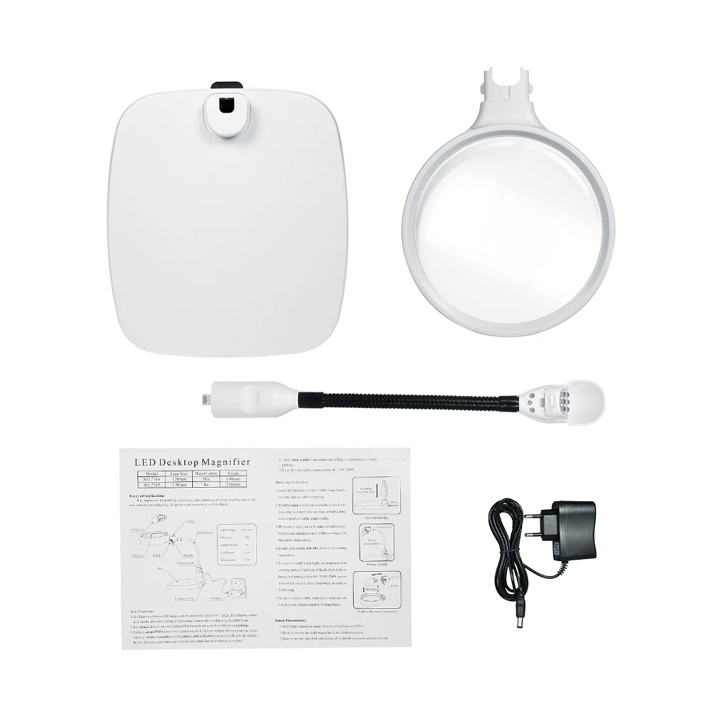 

Magnifiers Loupe with 138mm 8X10X Lens Bright Light Magnifying Tool Repair Tools 2-in-1 LED Desktop Magnifier Desk Lamp