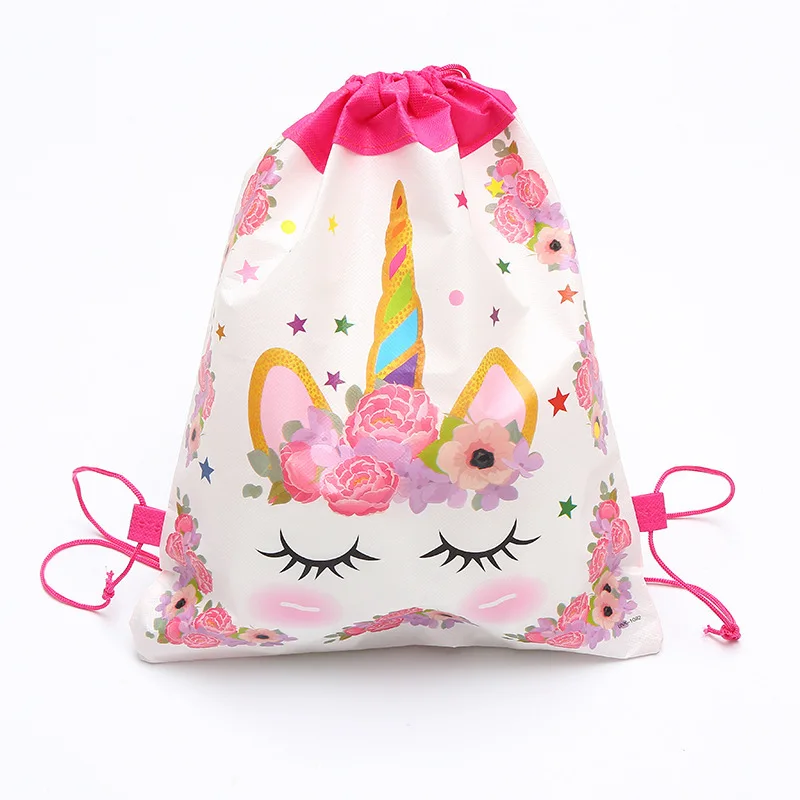 5/10/20/30Pcs Unicorn Drawstring bag for Girls Travel Storage Package Cartoon School Backpacks Children Birthday Party Favors