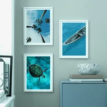 Sea Turtle Scenery Boat Nordic Posters And Prints Wall Art Canvas Painting Wall Pictures For Living Room Scandinavian Home Decor