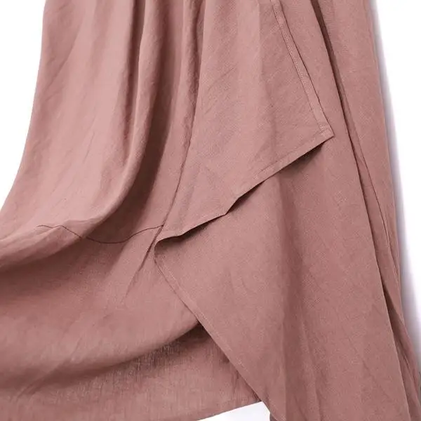 BUYKUD 2019 Women Linen Long Skirts Elastic Waist Irregular Maxi Skirts Beach Boho Vintage Summer Skirts (4)