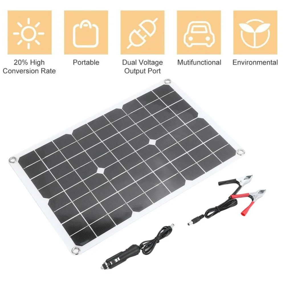 

Universal 20W High Power Monocrystalline Silicon Solar Panel Board Home Solar Energy Power Battery Board For Boat Caravan