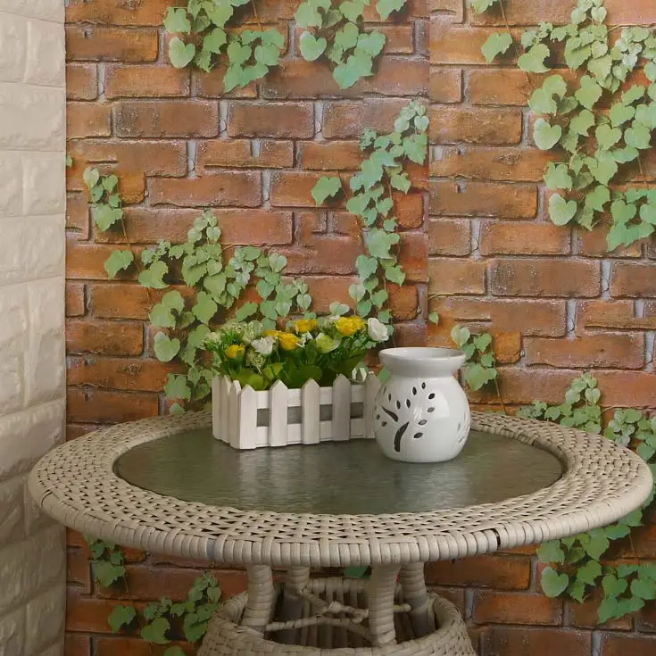 براون الطوب pvc الفينيل لديهم الغراء للماء الطفل الطفل نوم التلفزيون الأثاث خزانة الباب الخلفي المكتب جدار ملصقا