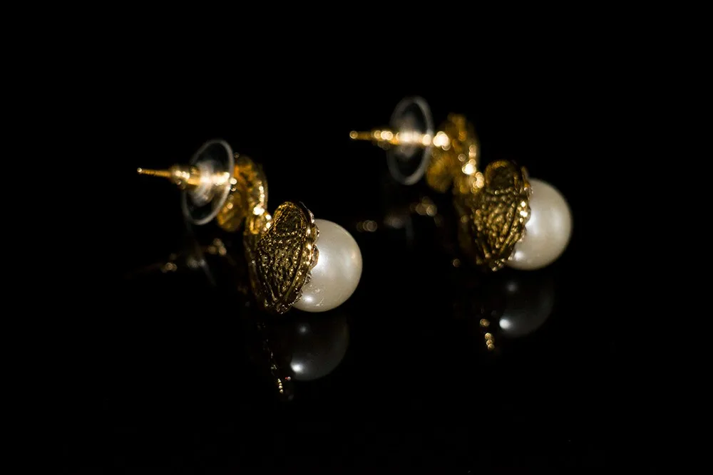 parure bijoux mariage jewelry gold color austrian crystal simulated pearl jewerly sets necklace stud earring free shipping 18