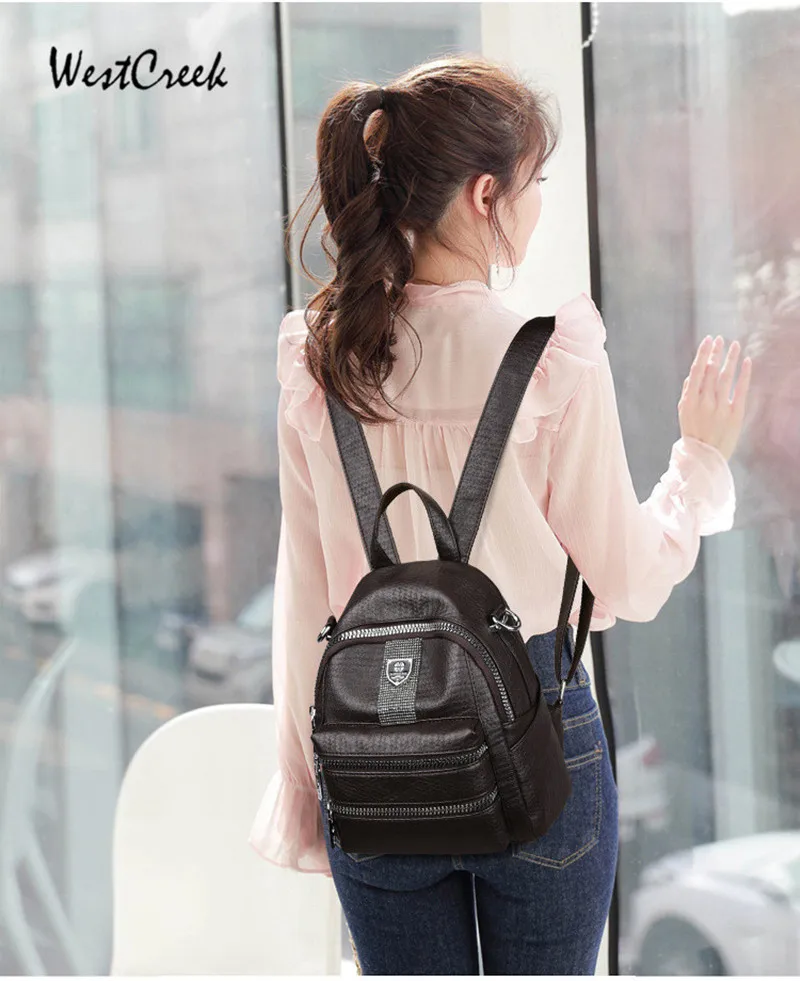 Брендовый кожаный маленький женский рюкзак, многофункциональный мини-рюкзак для девушек, сумка на плечо, кошелек