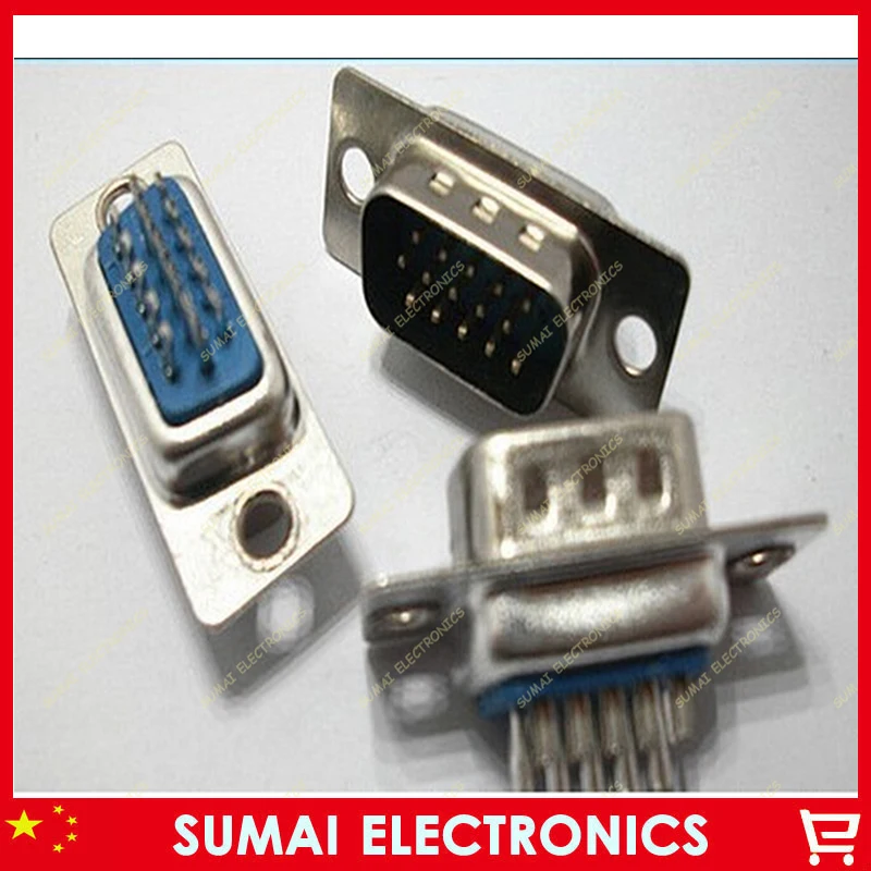 

DB15 male plug DB15 socket connector jack VGA HDB-15P Male Splice Connector Straight Needle